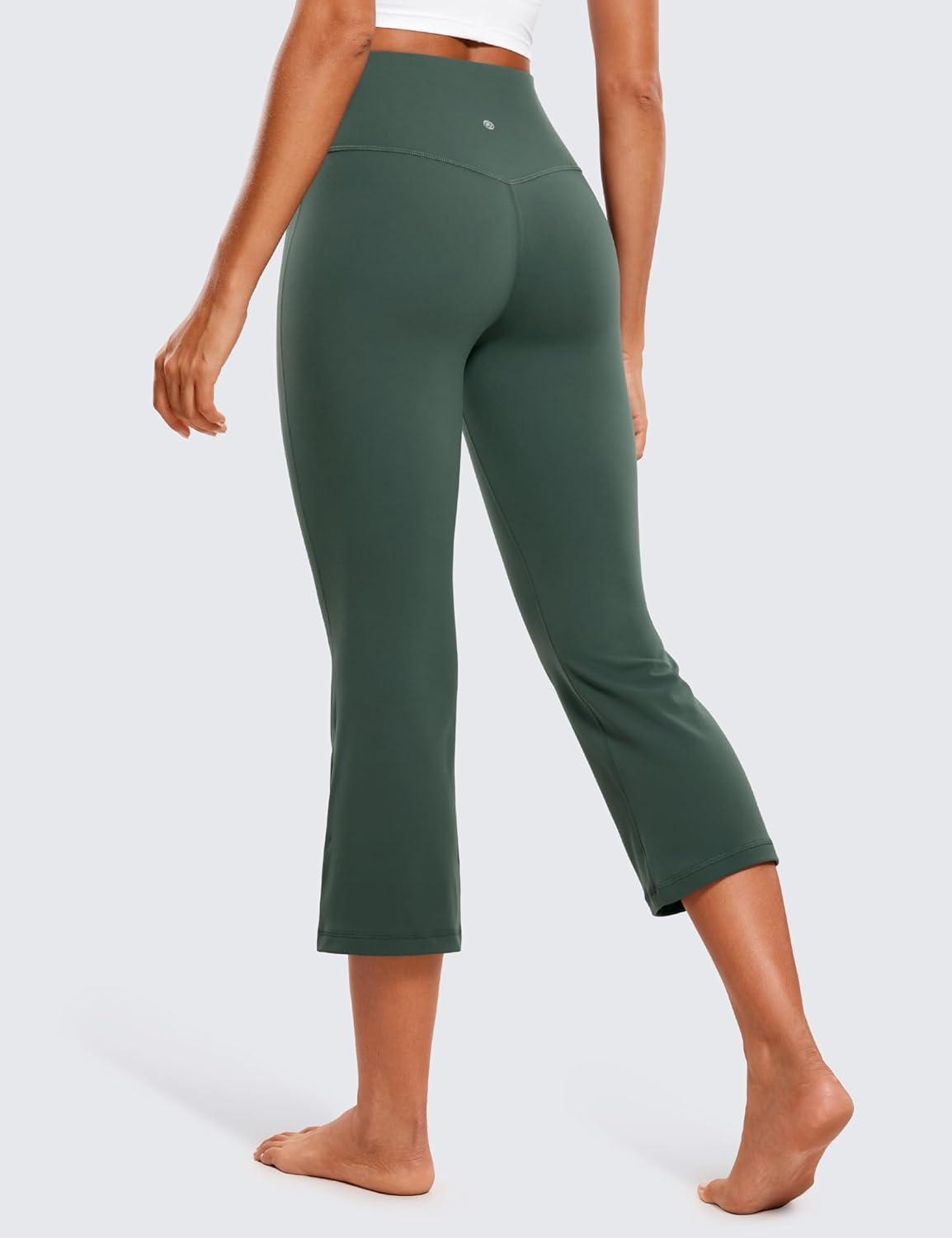 imageCRZ YOGA Butterluxe Capris Flare Leggings 23quot Bootcut High Waisted Womens Yoga Pants Cropped CasualDark Forest Green