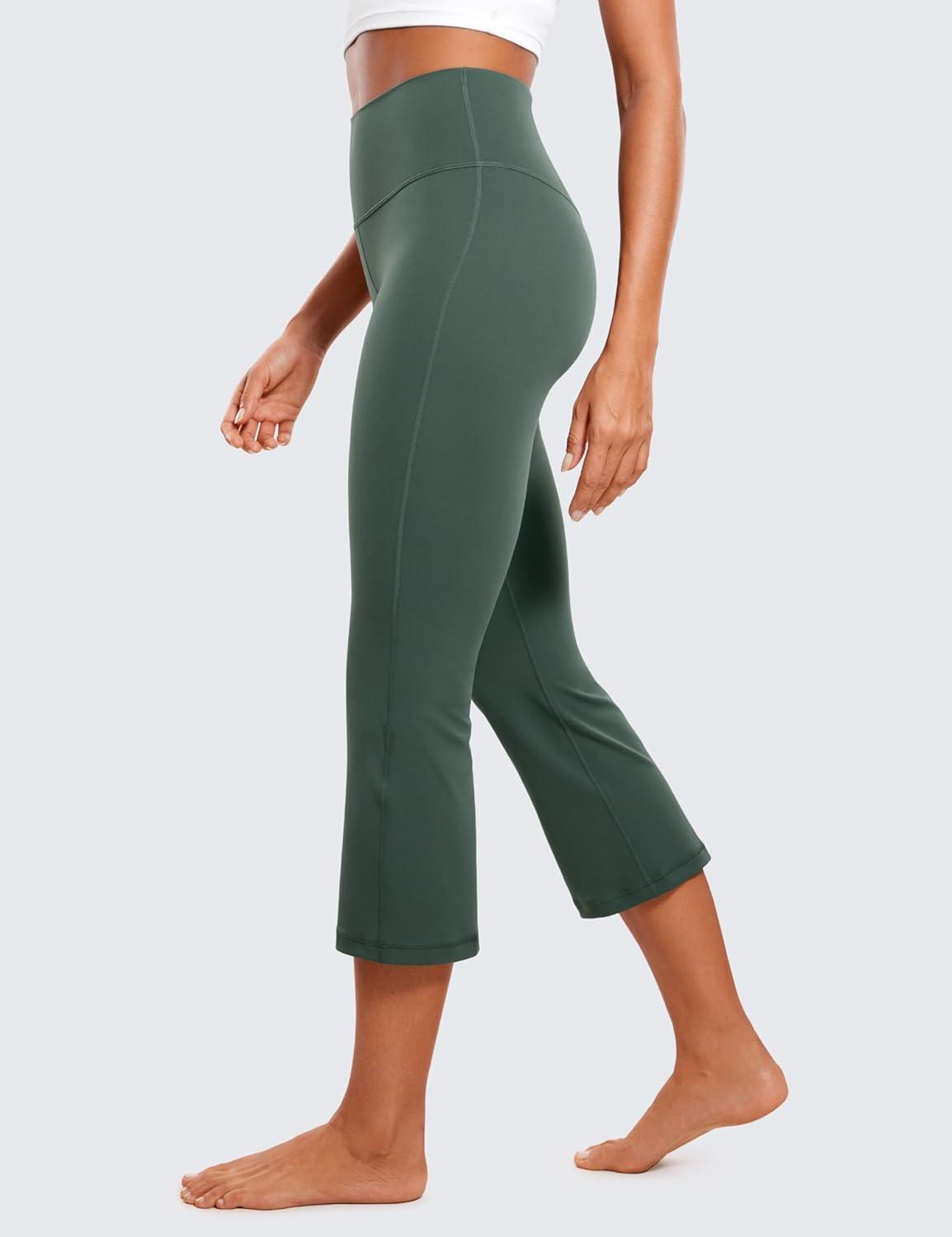 imageCRZ YOGA Butterluxe Capris Flare Leggings 23quot Bootcut High Waisted Womens Yoga Pants Cropped CasualDark Forest Green