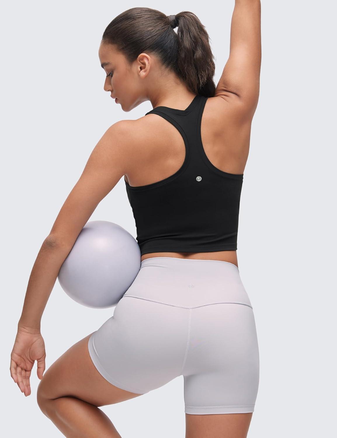 imageCRZ YOGA Butterluxe Crop Yoga Tank Tops for Women Workout Athletic Casual Tight Scoop Neck Racerback Sleeveless ShirtsBlack