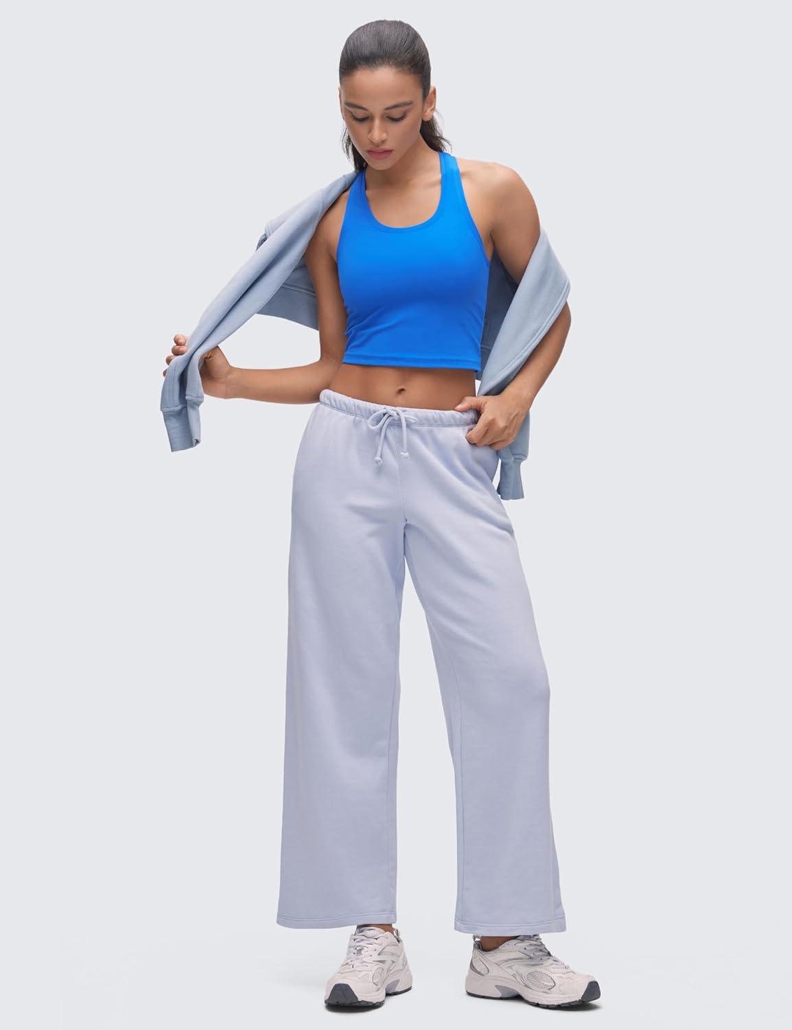 imageCRZ YOGA Butterluxe Crop Yoga Tank Tops for Women Workout Athletic Casual Tight Scoop Neck Racerback Sleeveless ShirtsSparkle Blue