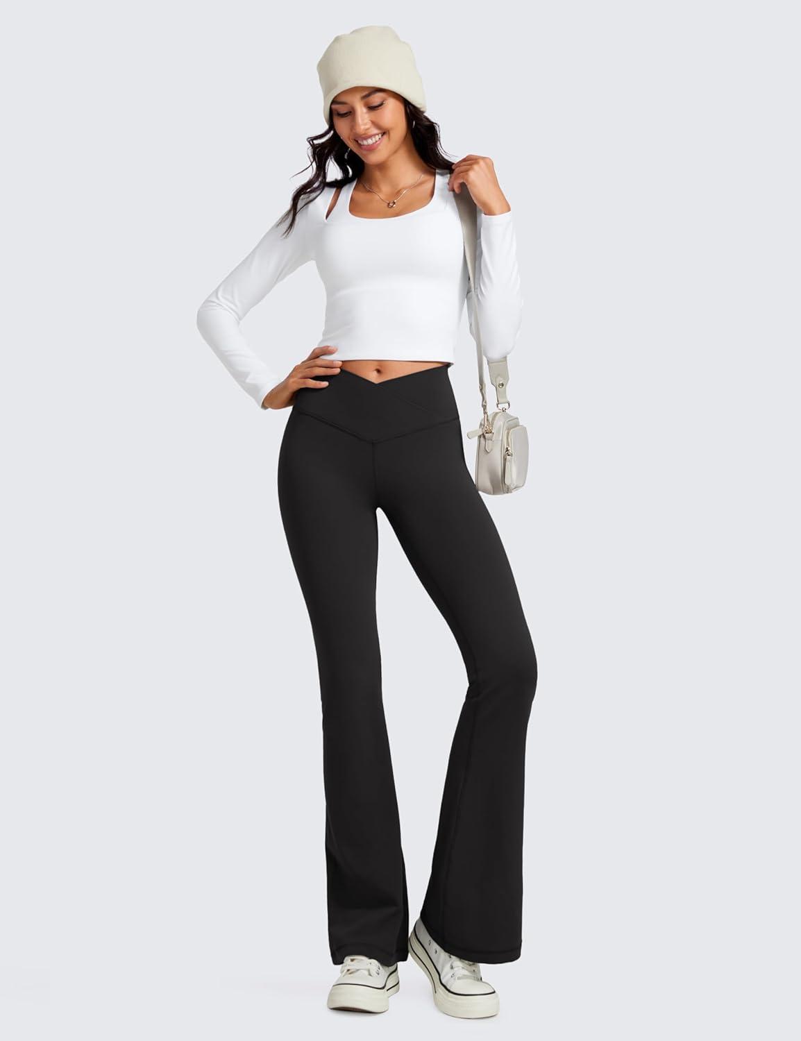 imageCRZ YOGA Butterluxe Crossover Flare Leggings 293133quot High Waist V Cross Bootcut Bell Bottoms Yoga Pants for WomenBlack