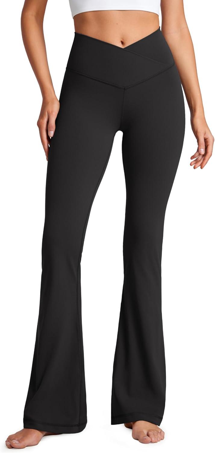 imageCRZ YOGA Butterluxe Crossover Flare Leggings 293133quot High Waist V Cross Bootcut Bell Bottoms Yoga Pants for WomenBlack