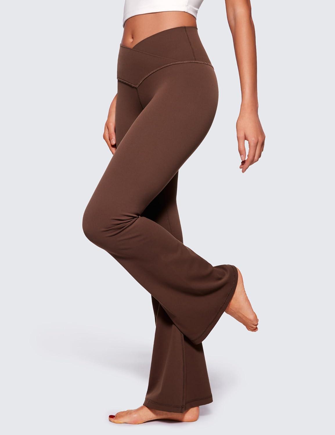 imageCRZ YOGA Butterluxe Crossover Flare Leggings 293133quot High Waist V Cross Bootcut Bell Bottoms Yoga Pants for WomenCoffee Brown