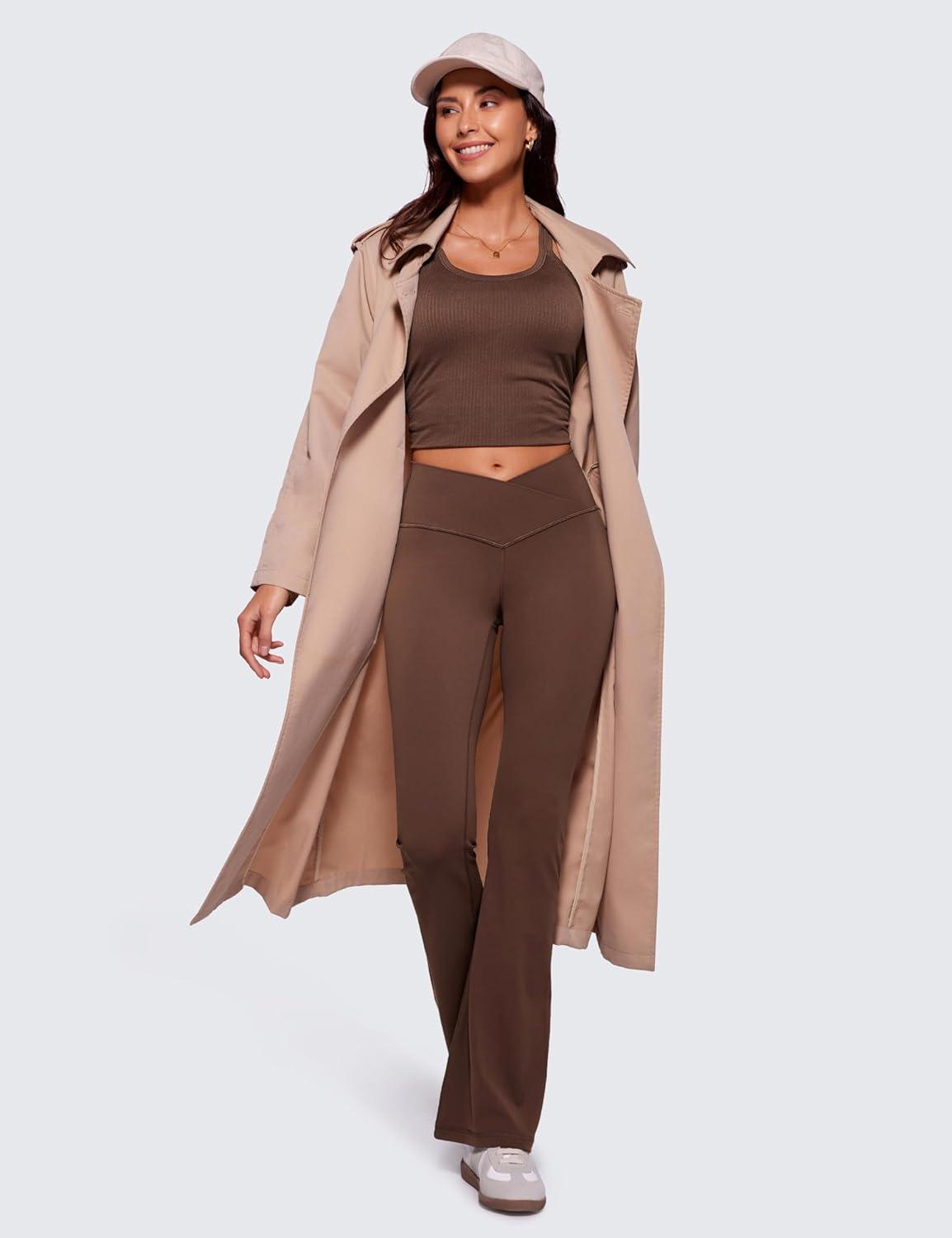 imageCRZ YOGA Butterluxe Crossover Flare Leggings 293133quot High Waist V Cross Bootcut Bell Bottoms Yoga Pants for WomenCoffee Brown