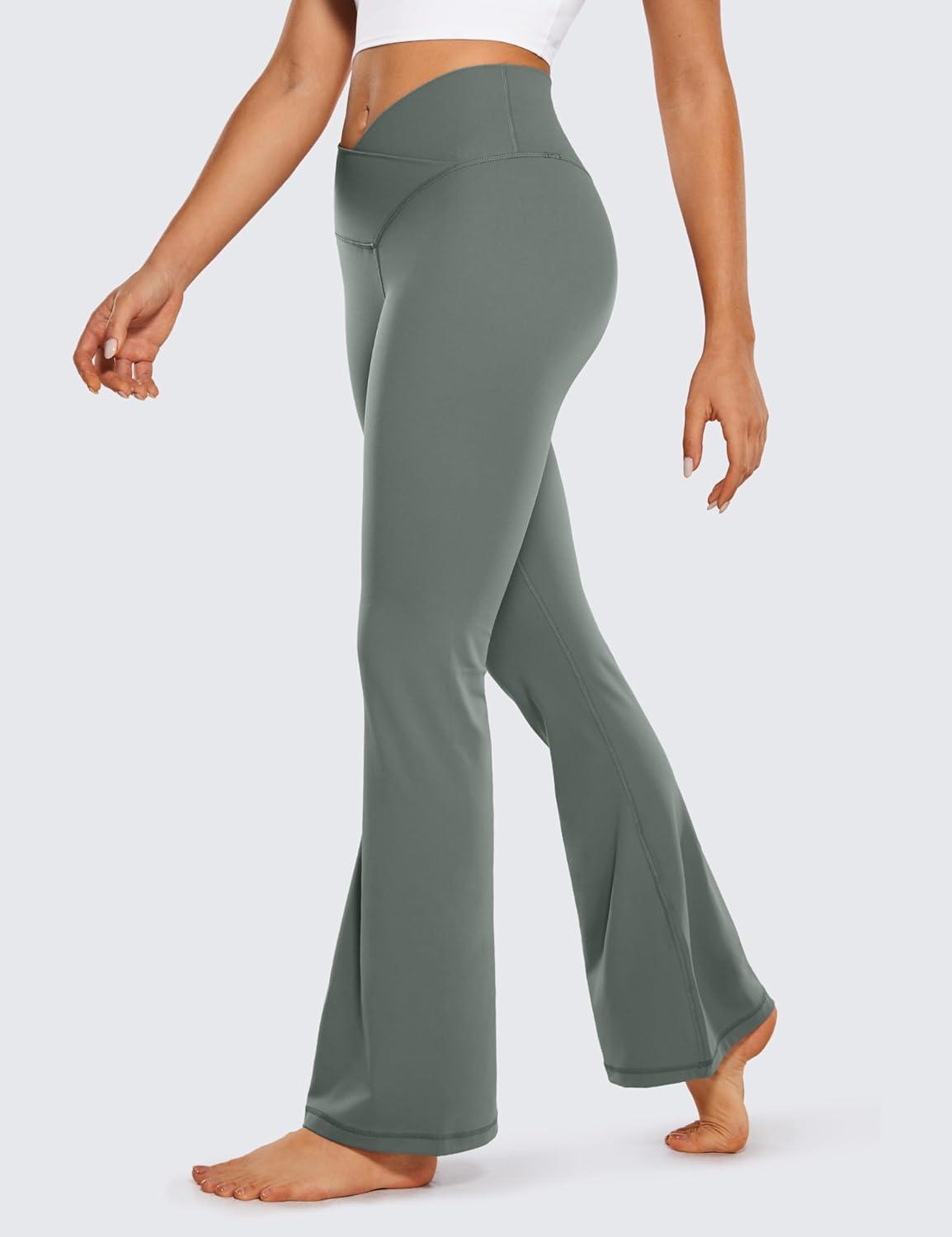 imageCRZ YOGA Butterluxe Crossover Flare Leggings 293133quot High Waist V Cross Bootcut Bell Bottoms Yoga Pants for WomenGrey Sage