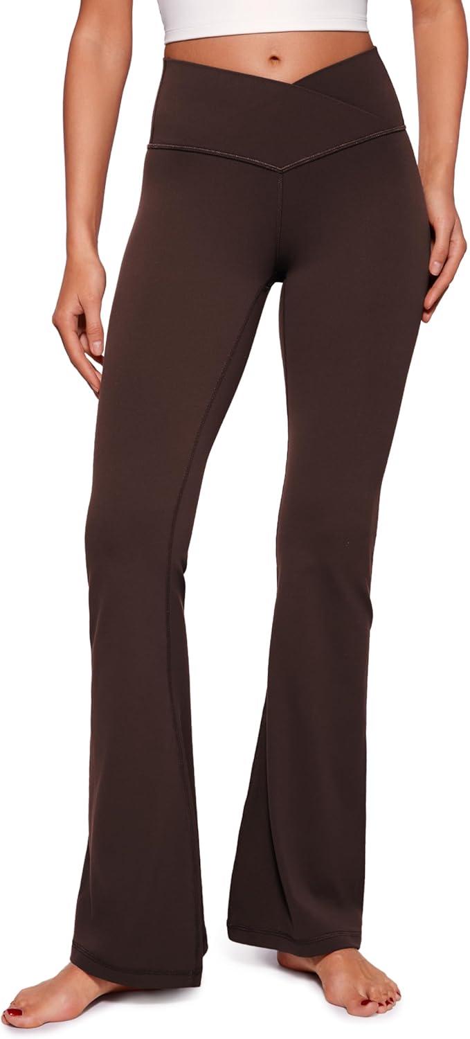 imageCRZ YOGA Butterluxe Crossover Flare Leggings 293133quot High Waist V Cross Bootcut Bell Bottoms Yoga Pants for WomenHot Fudge Brown