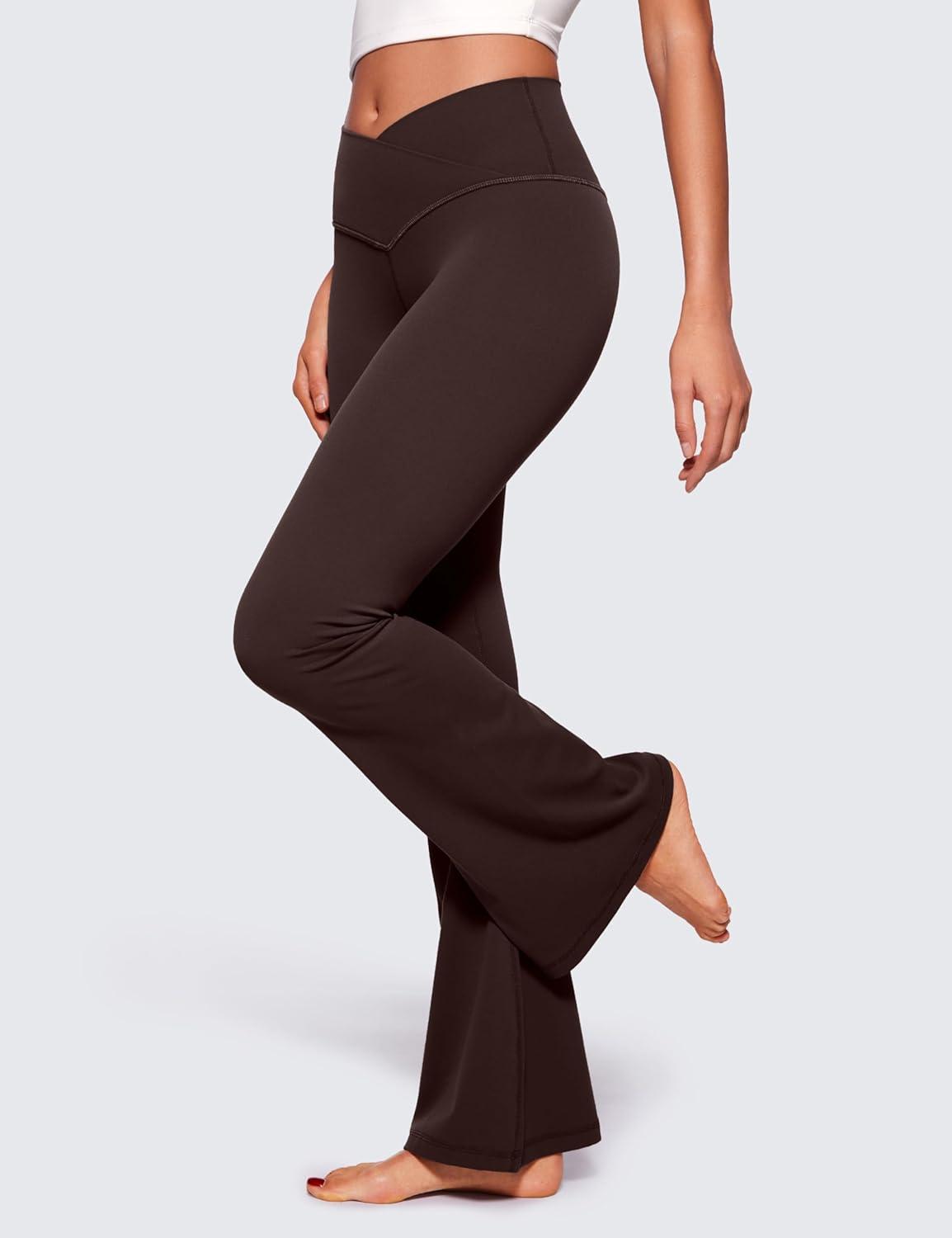 imageCRZ YOGA Butterluxe Crossover Flare Leggings 293133quot High Waist V Cross Bootcut Bell Bottoms Yoga Pants for WomenHot Fudge Brown