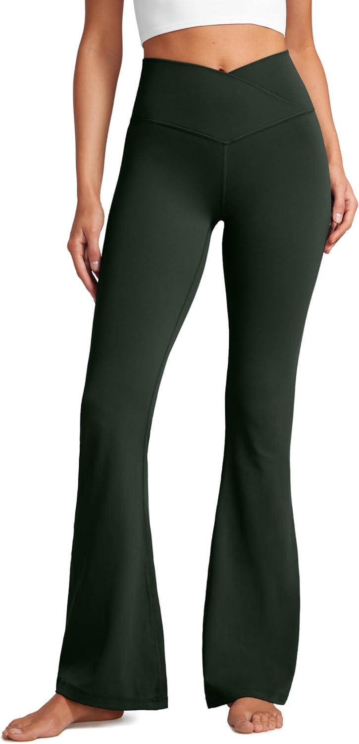 imageCRZ YOGA Butterluxe Crossover Flare Leggings 293133quot High Waist V Cross Bootcut Bell Bottoms Yoga Pants for WomenLegend Green