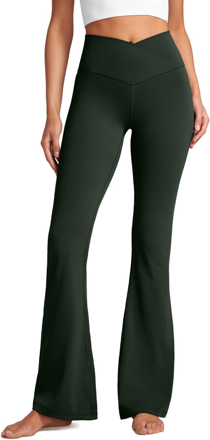 imageCRZ YOGA Butterluxe Crossover Flare Leggings 293133quot High Waist V Cross Bootcut Bell Bottoms Yoga Pants for WomenLegend Green