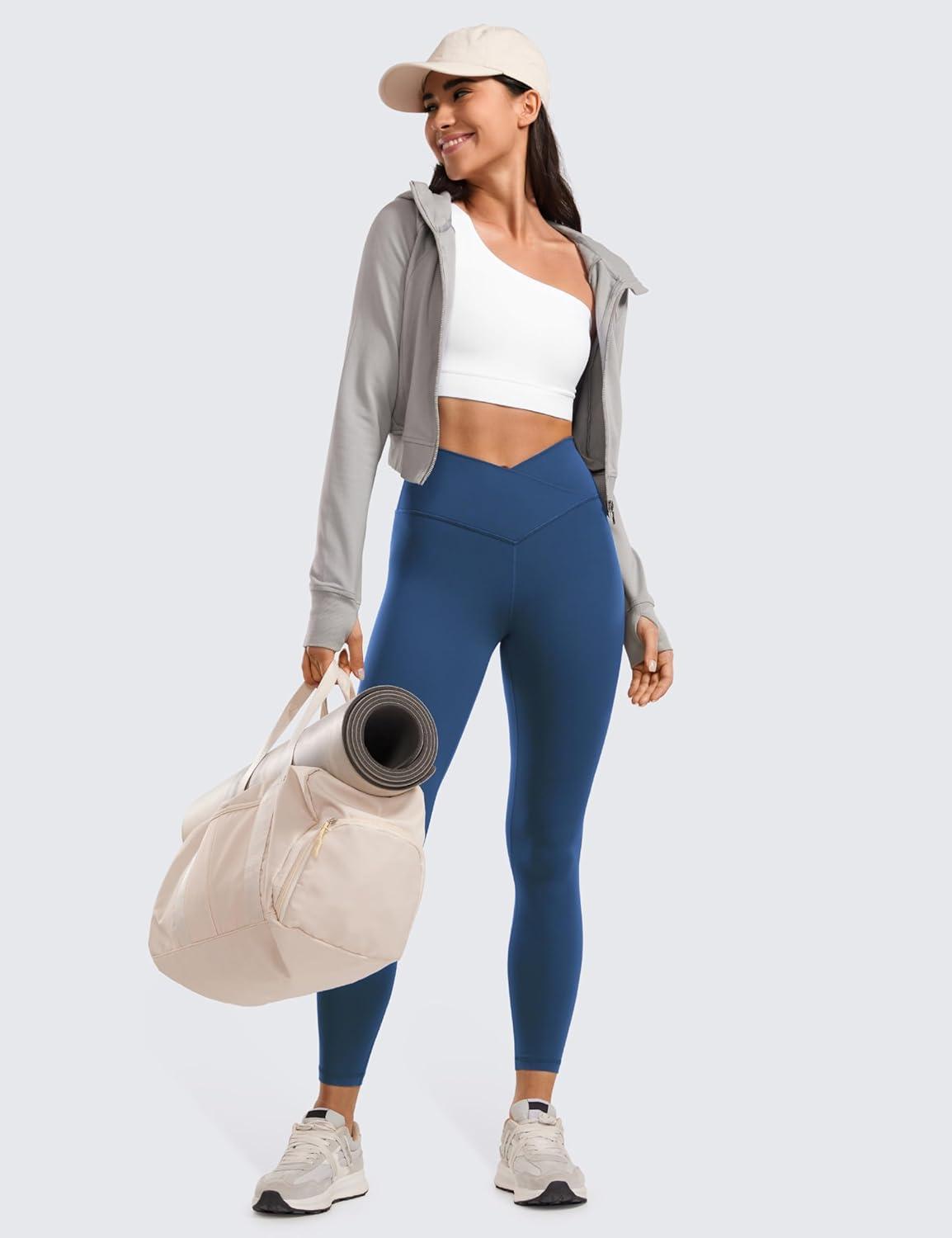 imageCRZ YOGA Butterluxe Crossover Waist Leggings 25quot V Crossover High Waisted Gym Workout Yoga WomensFrench Navy