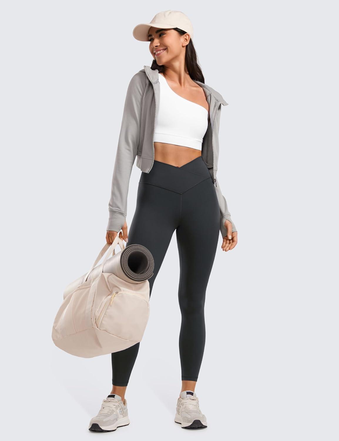 imageCRZ YOGA Butterluxe Crossover Waist Leggings 25quot V Crossover High Waisted Gym Workout Yoga WomensMelanite