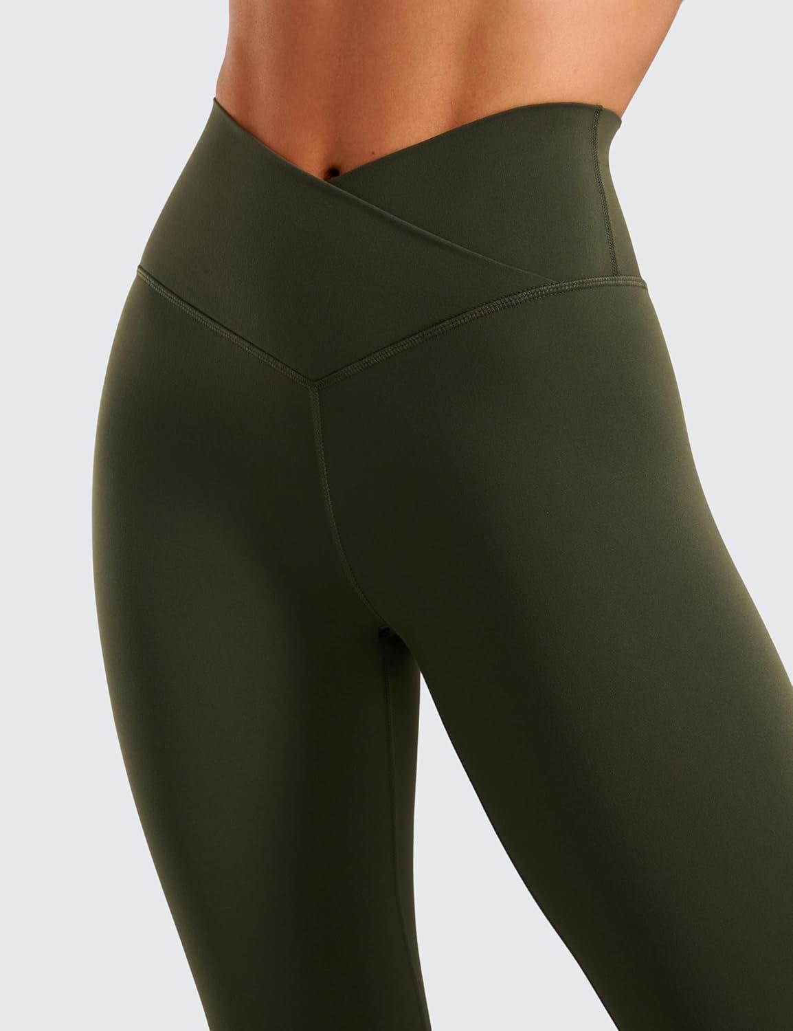imageCRZ YOGA Butterluxe Crossover Waist Leggings 25quot V Crossover High Waisted Gym Workout Yoga WomensOlive Green