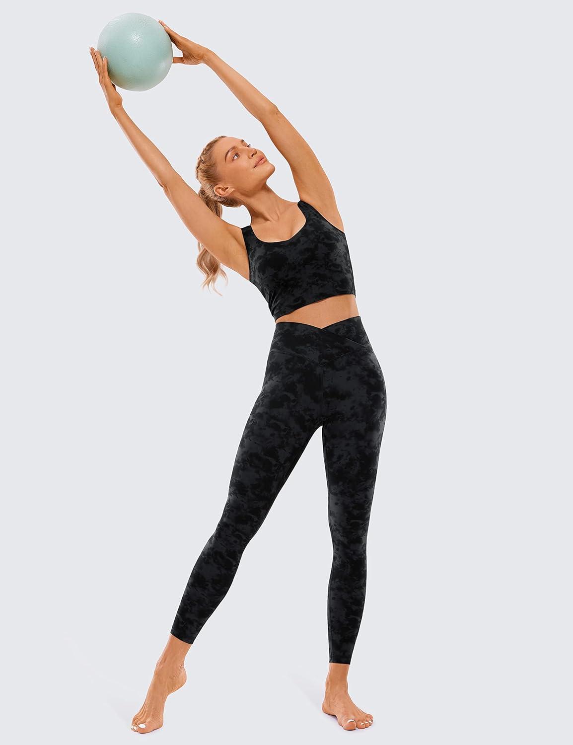 imageCRZ YOGA Butterluxe Crossover Waist Leggings 25quot V Crossover High Waisted Gym Workout Yoga WomensTie Dye Smoke Ink