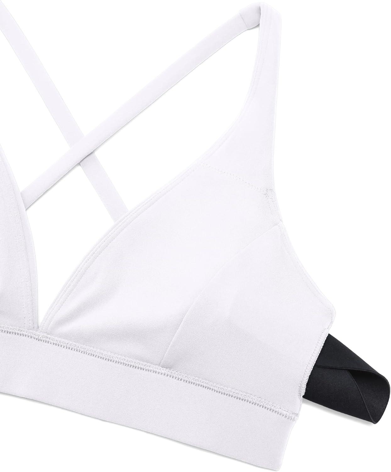 imageCRZ YOGA Butterluxe Deep VNeck Sports Bras for Women Spaghetti Strap Criss Cross Padded Top Low Coverage Wireless YogaWhite