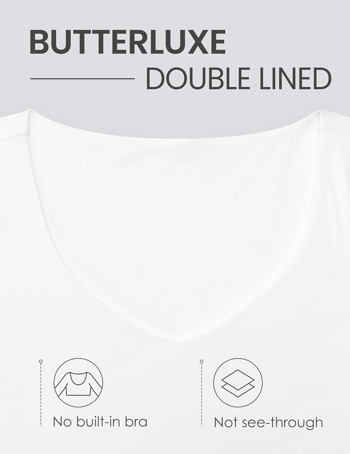 imageCRZ YOGA Butterluxe Double Lined Long Sleeve Yoga Shirts for Women V Neck Cropped Casual TShirt Tight Crop Fitted TopsWhite