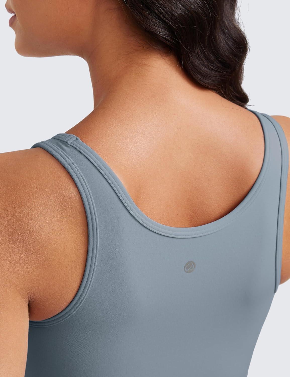 imageCRZ YOGA Butterluxe Double Lined Tank Tops for Women Workout Casual Scoop Neck Racerback Crop Sleeveless ShirtBelgian Blue