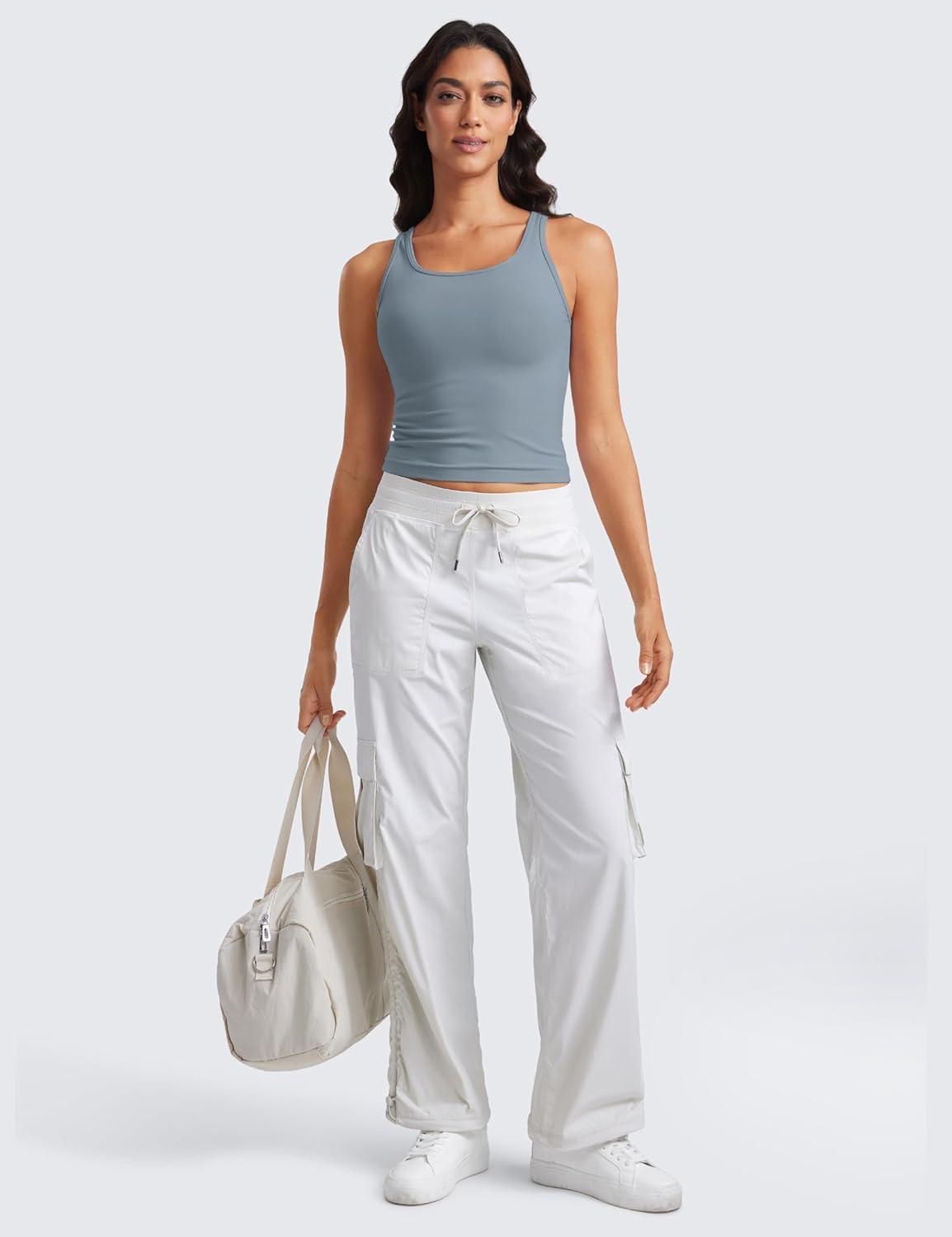 imageCRZ YOGA Butterluxe Double Lined Tank Tops for Women Workout Casual Scoop Neck Racerback Crop Sleeveless ShirtBelgian Blue