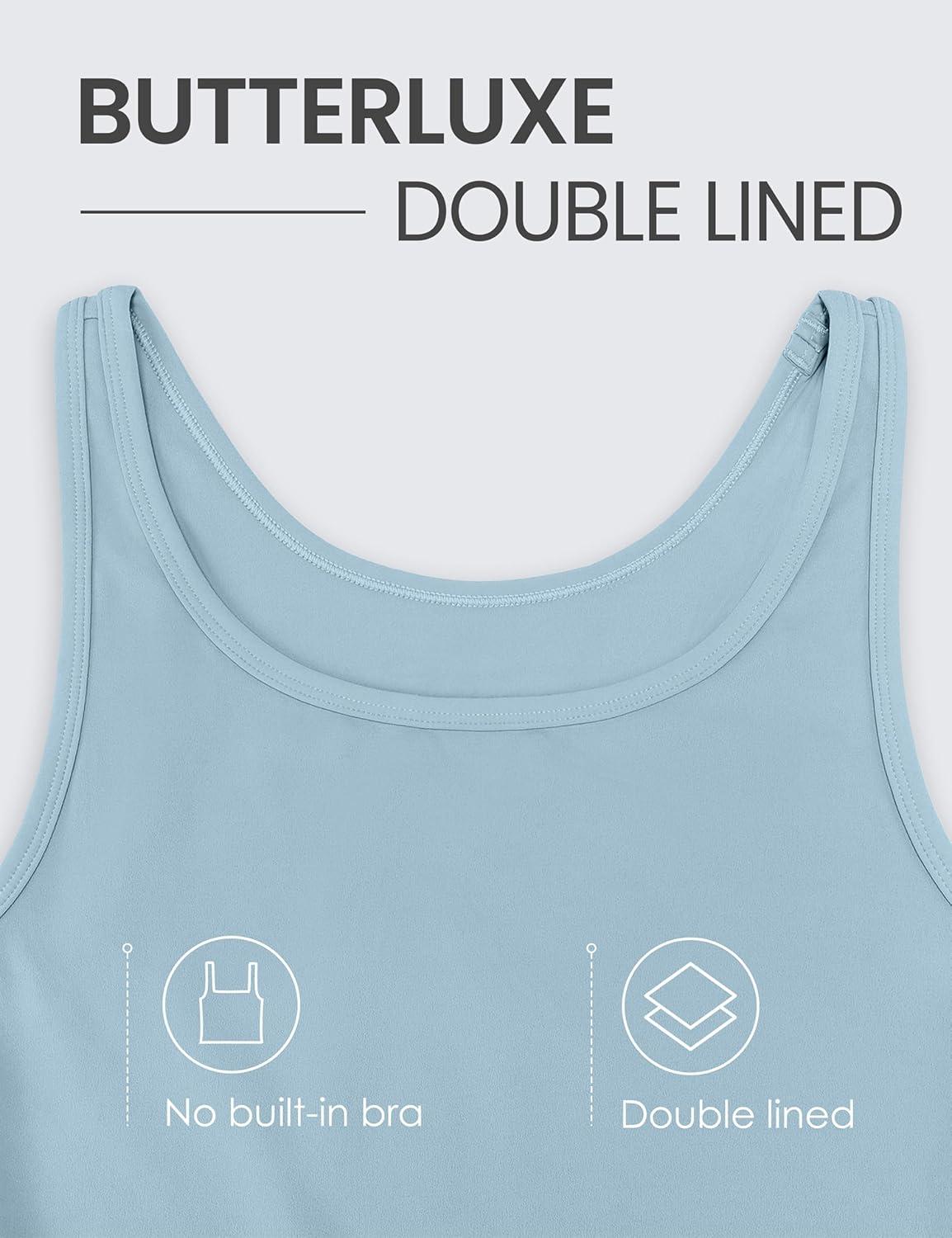 imageCRZ YOGA Butterluxe Double Lined Tank Tops for Women Workout Casual Scoop Neck Racerback Crop Sleeveless ShirtCambric Blue