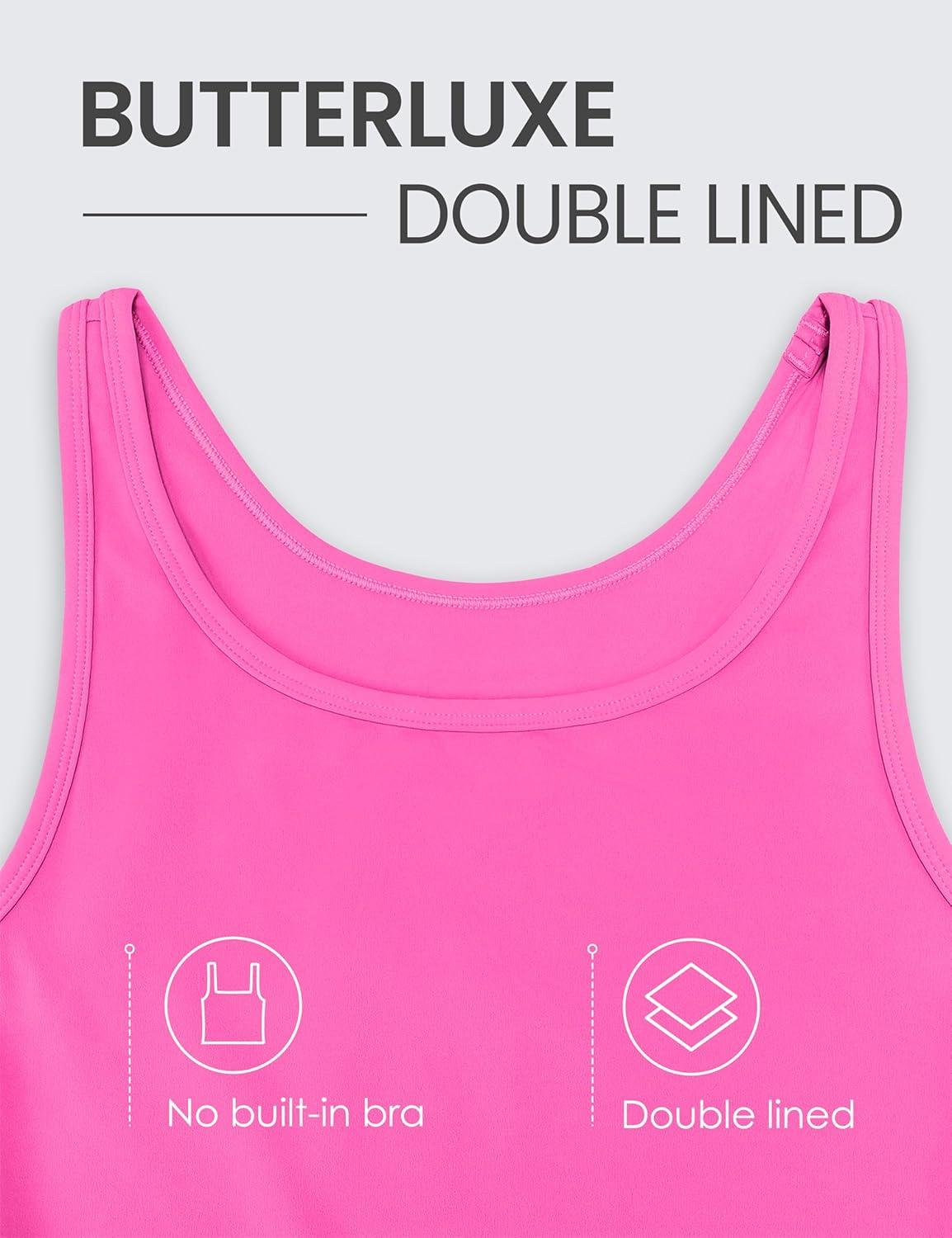 imageCRZ YOGA Butterluxe Double Lined Tank Tops for Women Workout Casual Scoop Neck Racerback Crop Sleeveless ShirtLight Purple