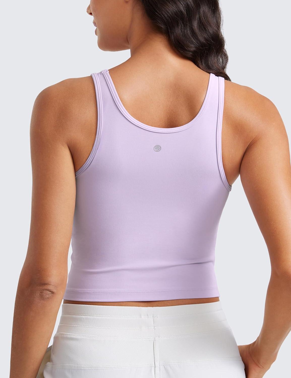 imageCRZ YOGA Butterluxe Double Lined Tank Tops for Women Workout Casual Scoop Neck Racerback Crop Sleeveless ShirtLilac Air