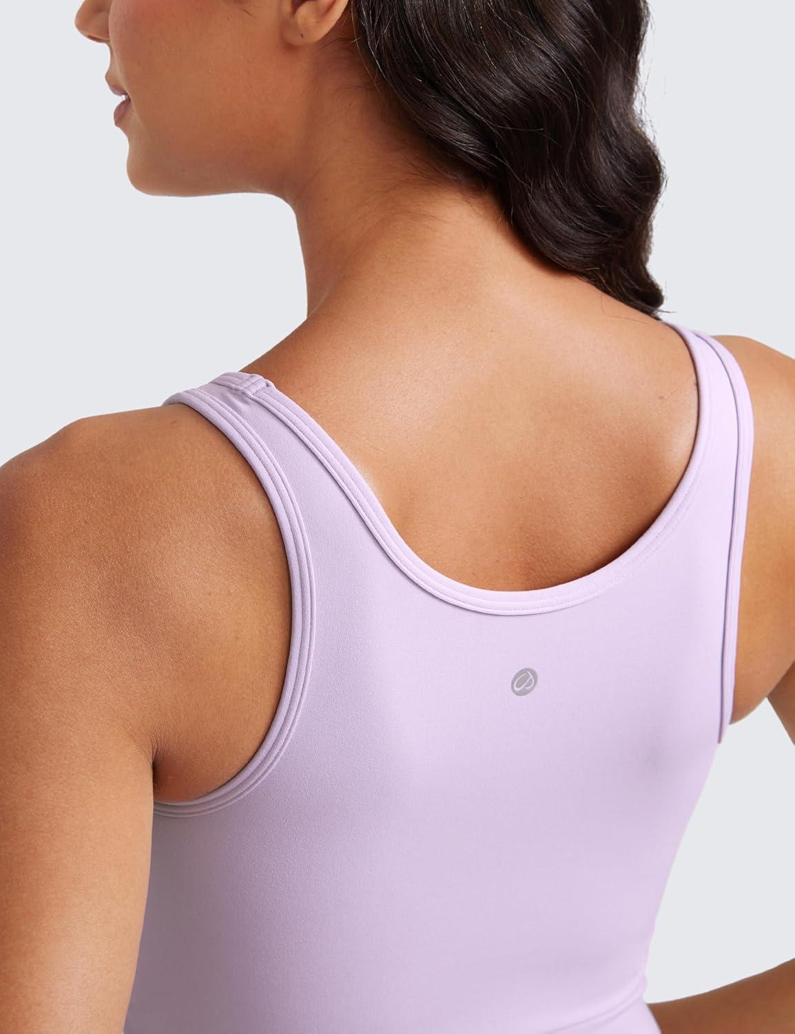 imageCRZ YOGA Butterluxe Double Lined Tank Tops for Women Workout Casual Scoop Neck Racerback Crop Sleeveless ShirtLilac Air