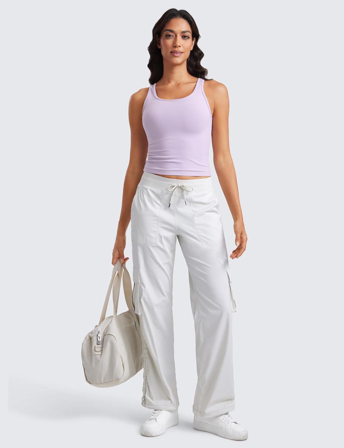 imageCRZ YOGA Butterluxe Double Lined Tank Tops for Women Workout Casual Scoop Neck Racerback Crop Sleeveless ShirtLilac Air