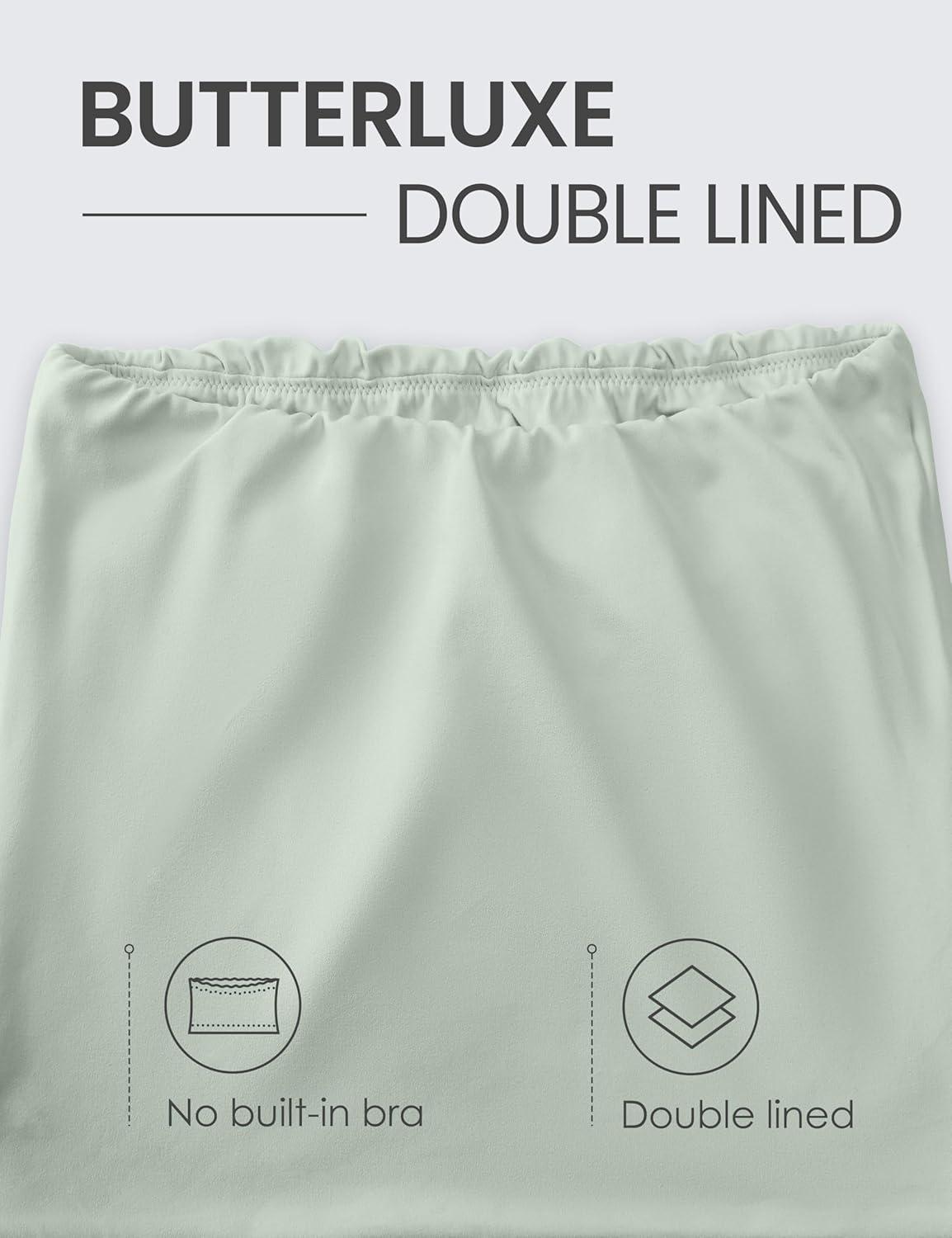 imageCRZ YOGA Butterluxe Double Lined Tube Tops for Women Going Out Casual Tank Bandeau Crop Strapless ShirtsGreen Palm Court