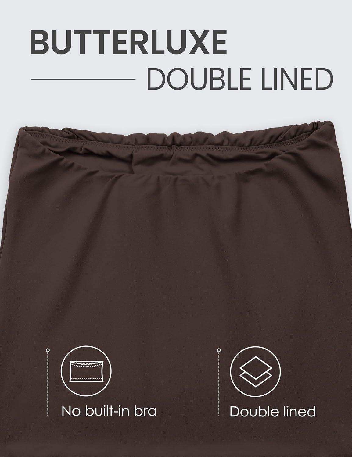 imageCRZ YOGA Butterluxe Double Lined Tube Tops for Women Going Out Casual Tank Bandeau Crop Strapless ShirtsHot Fudge Brown