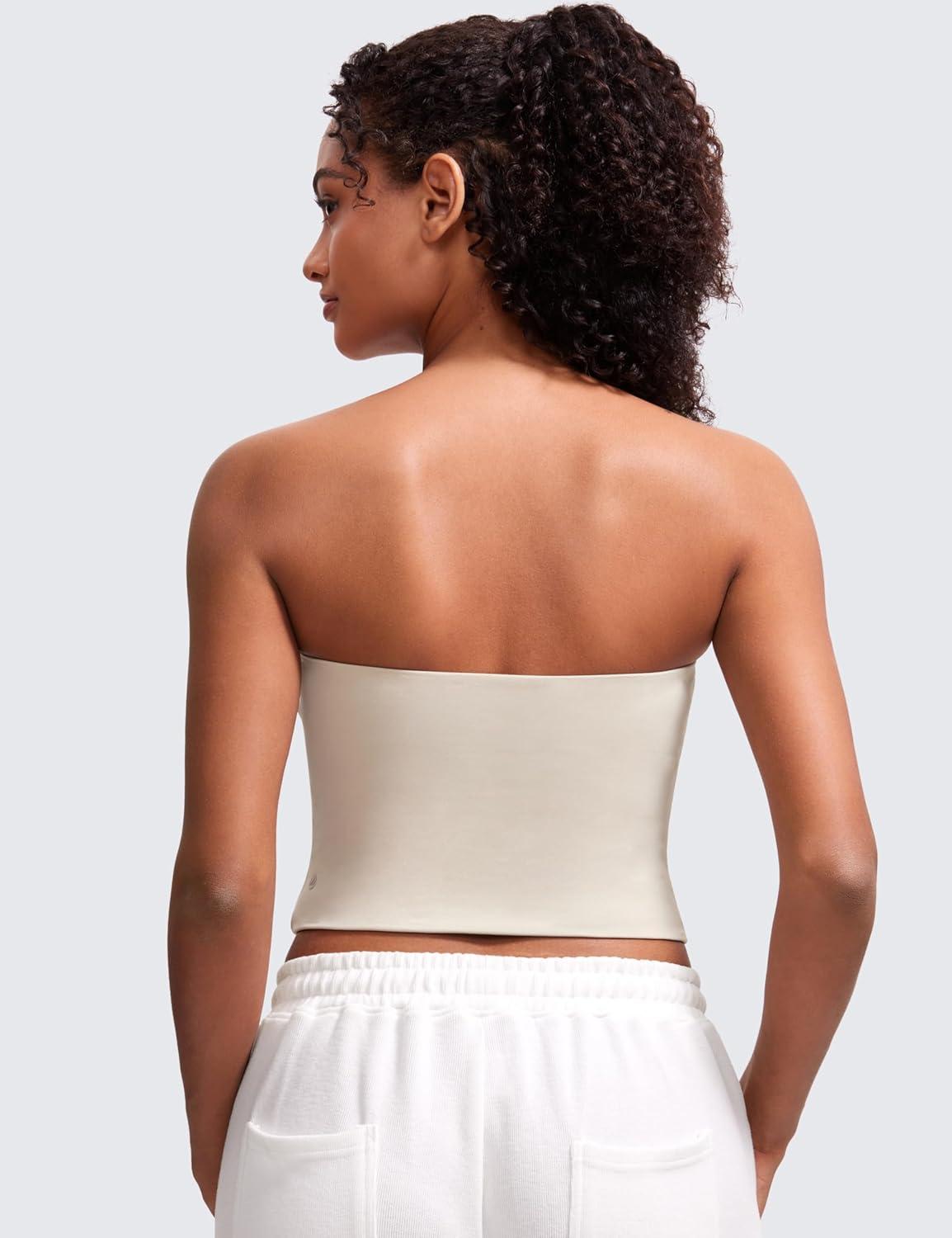 imageCRZ YOGA Butterluxe Double Lined Tube Tops for Women Going Out Casual Tank Bandeau Crop Strapless ShirtsMojave Tan