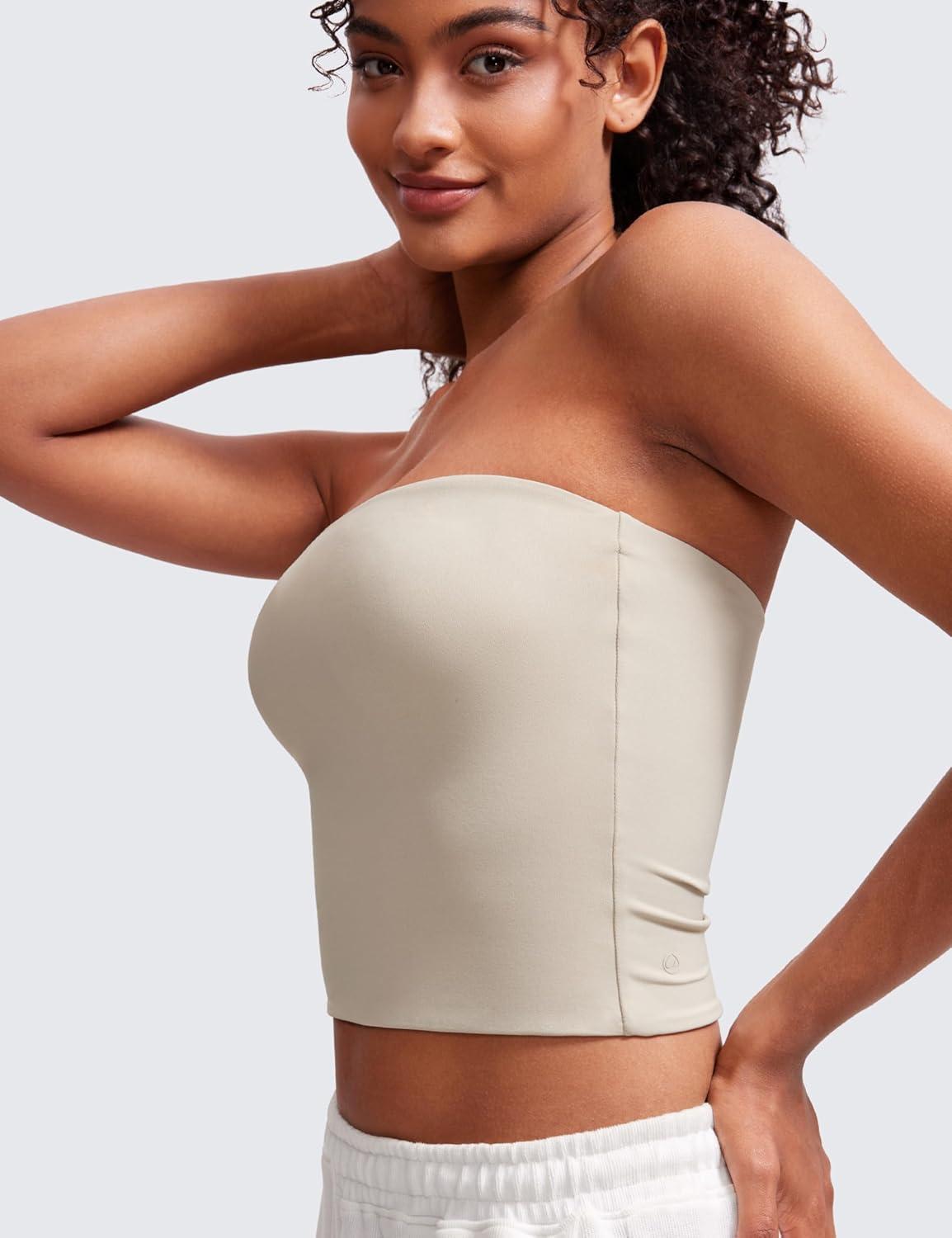 imageCRZ YOGA Butterluxe Double Lined Tube Tops for Women Going Out Casual Tank Bandeau Crop Strapless ShirtsMojave Tan