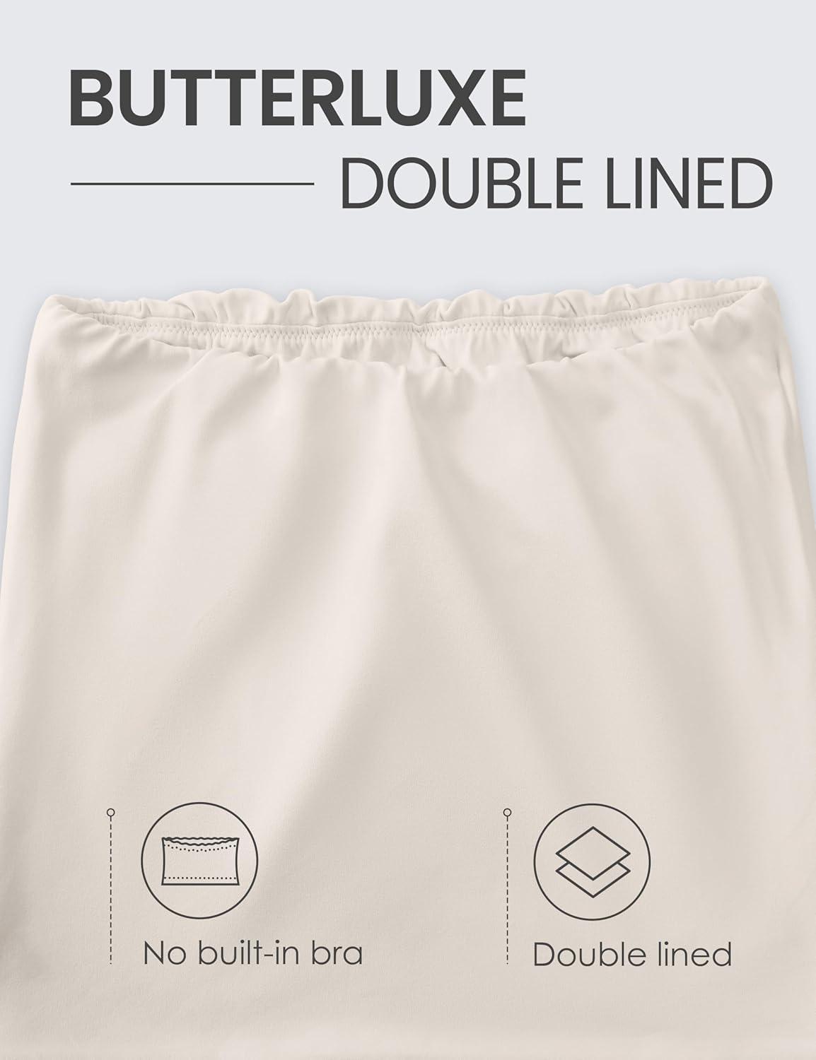 imageCRZ YOGA Butterluxe Double Lined Tube Tops for Women Going Out Casual Tank Bandeau Crop Strapless ShirtsMojave Tan