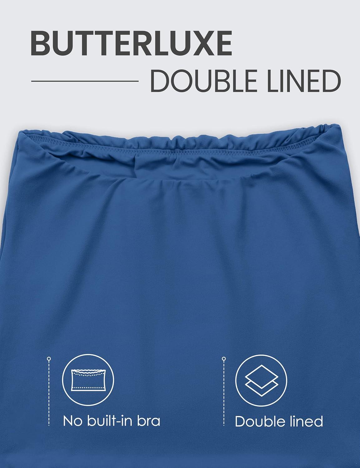 imageCRZ YOGA Butterluxe Double Lined Tube Tops for Women Going Out Casual Tank Bandeau Crop Strapless ShirtsPitch Blue