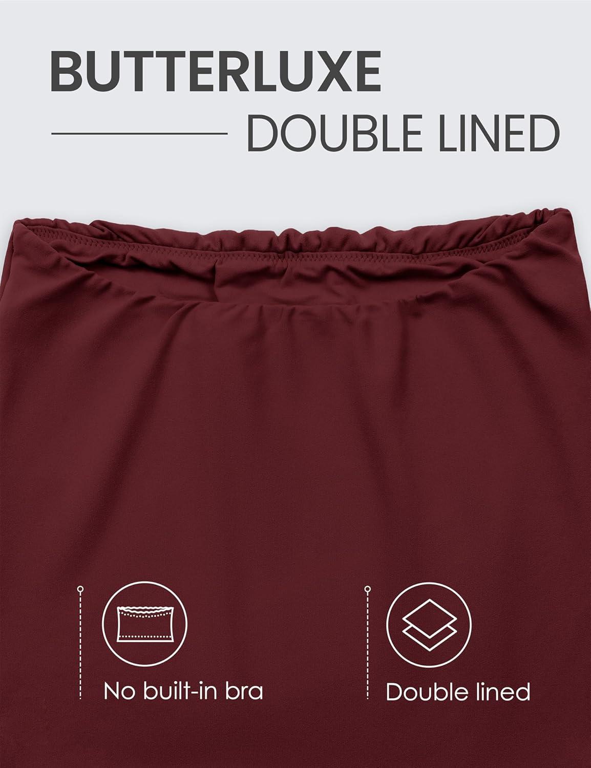 imageCRZ YOGA Butterluxe Double Lined Tube Tops for Women Going Out Casual Tank Bandeau Crop Strapless ShirtsRed Merlot