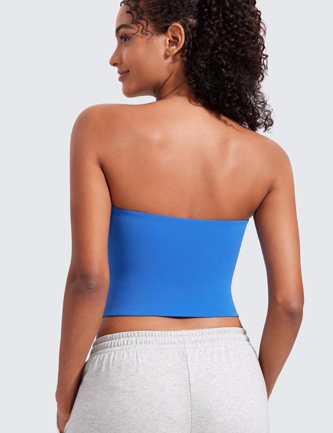 imageCRZ YOGA Butterluxe Double Lined Tube Tops for Women Going Out Casual Tank Bandeau Crop Strapless ShirtsSparkle Blue