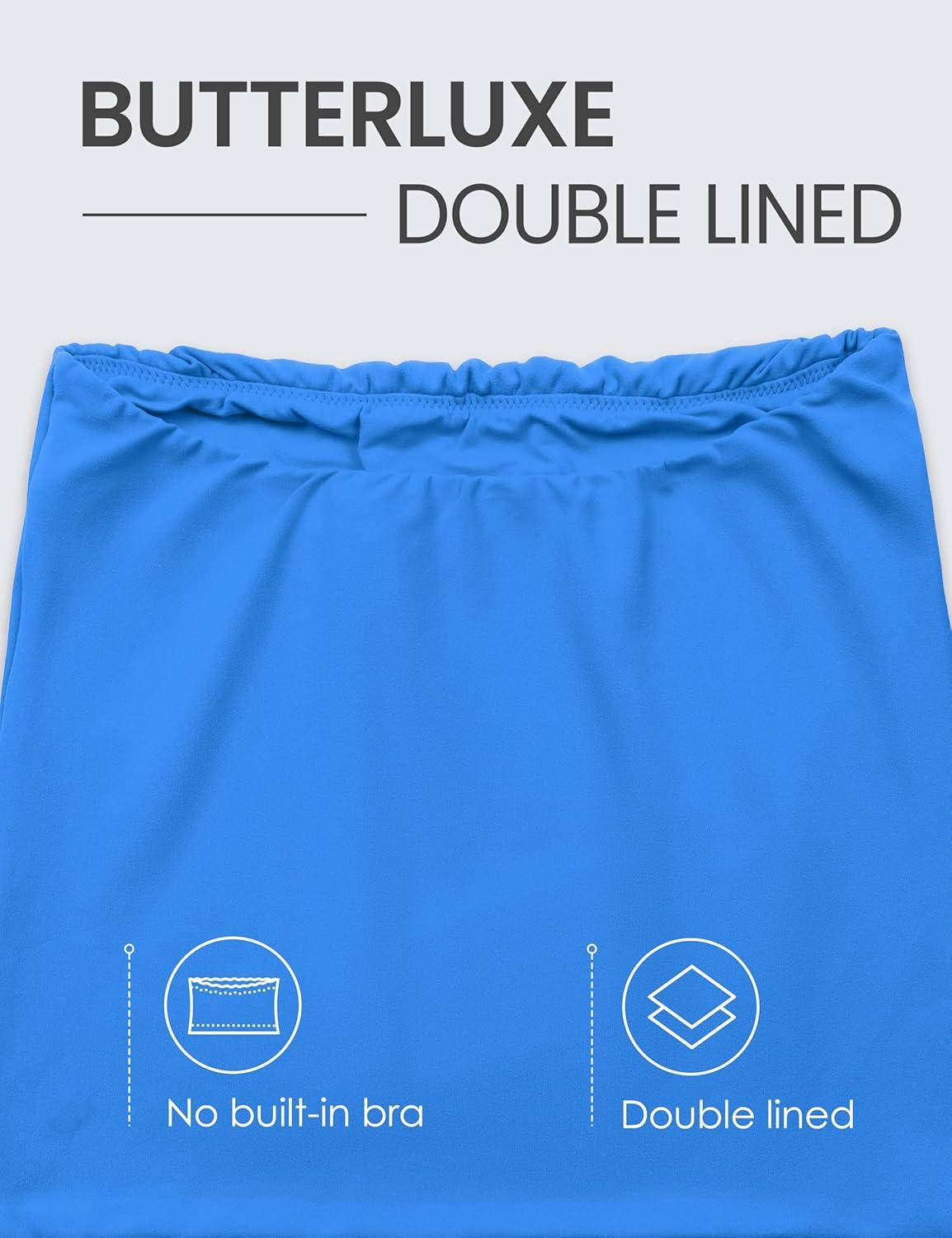 imageCRZ YOGA Butterluxe Double Lined Tube Tops for Women Going Out Casual Tank Bandeau Crop Strapless ShirtsSparkle Blue