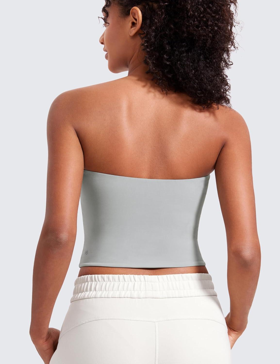 imageCRZ YOGA Butterluxe Double Lined Tube Tops for Women Going Out Casual Tank Bandeau Crop Strapless ShirtsSterling