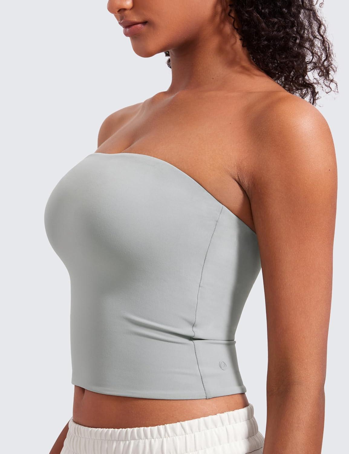 imageCRZ YOGA Butterluxe Double Lined Tube Tops for Women Going Out Casual Tank Bandeau Crop Strapless ShirtsSterling
