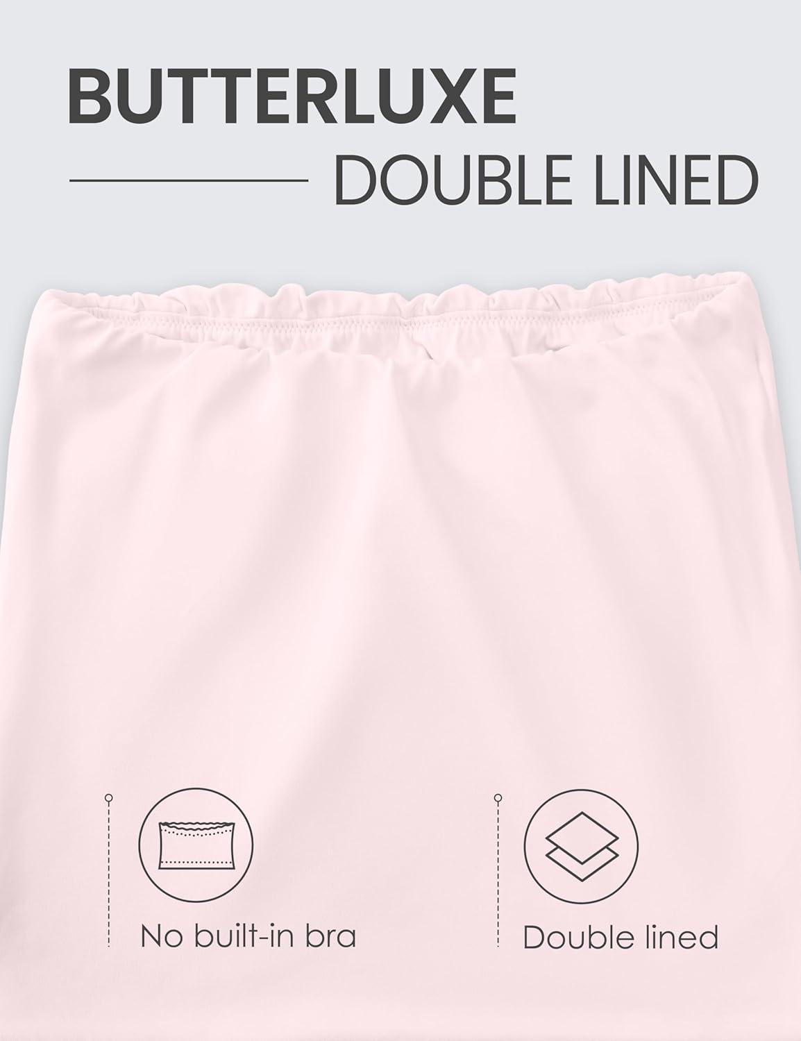 imageCRZ YOGA Butterluxe Double Lined Tube Tops for Women Going Out Casual Tank Bandeau Crop Strapless ShirtsStrawberry Pink