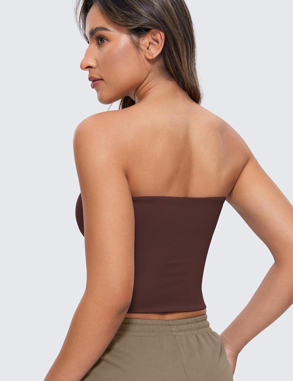 imageCRZ YOGA Butterluxe Double Lined Tube Tops for Women Going Out Casual Tank Bandeau Crop Strapless ShirtsTaupe