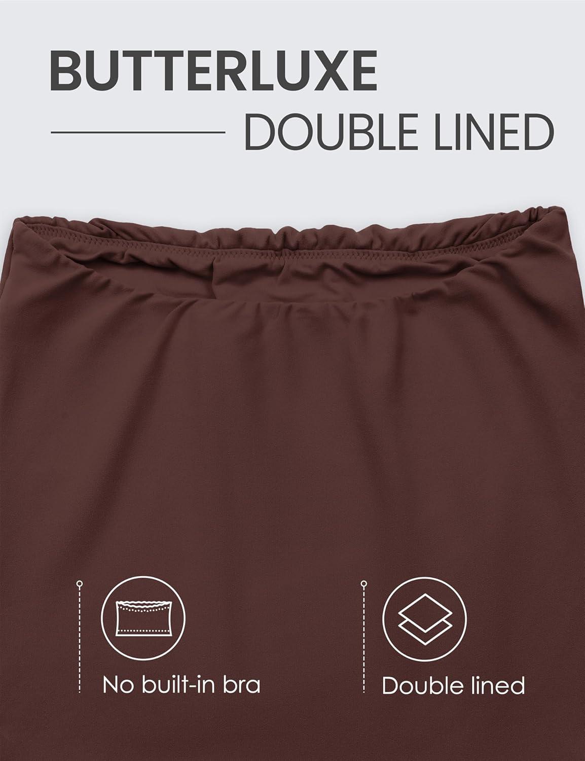 imageCRZ YOGA Butterluxe Double Lined Tube Tops for Women Going Out Casual Tank Bandeau Crop Strapless ShirtsTaupe