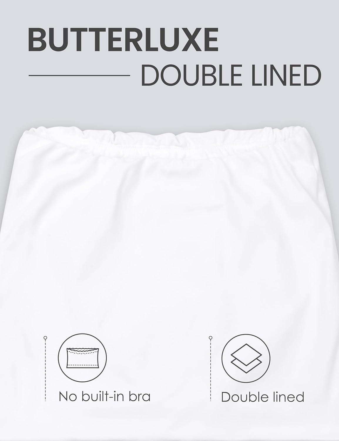 imageCRZ YOGA Butterluxe Double Lined Tube Tops for Women Going Out Casual Tank Bandeau Crop Strapless ShirtsWhite