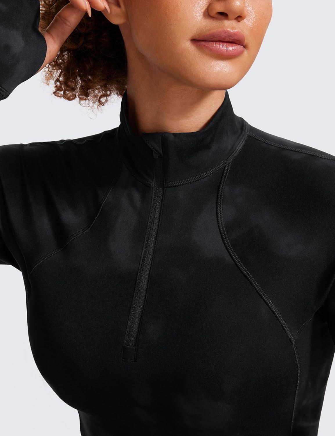 imageCRZ YOGA Butterluxe Half Zip Long Sleeve Shirts for Women Workout Athletic Yoga Tops Crop Collared Quarter Zipper TShirtBlack Tie Dye Flowers