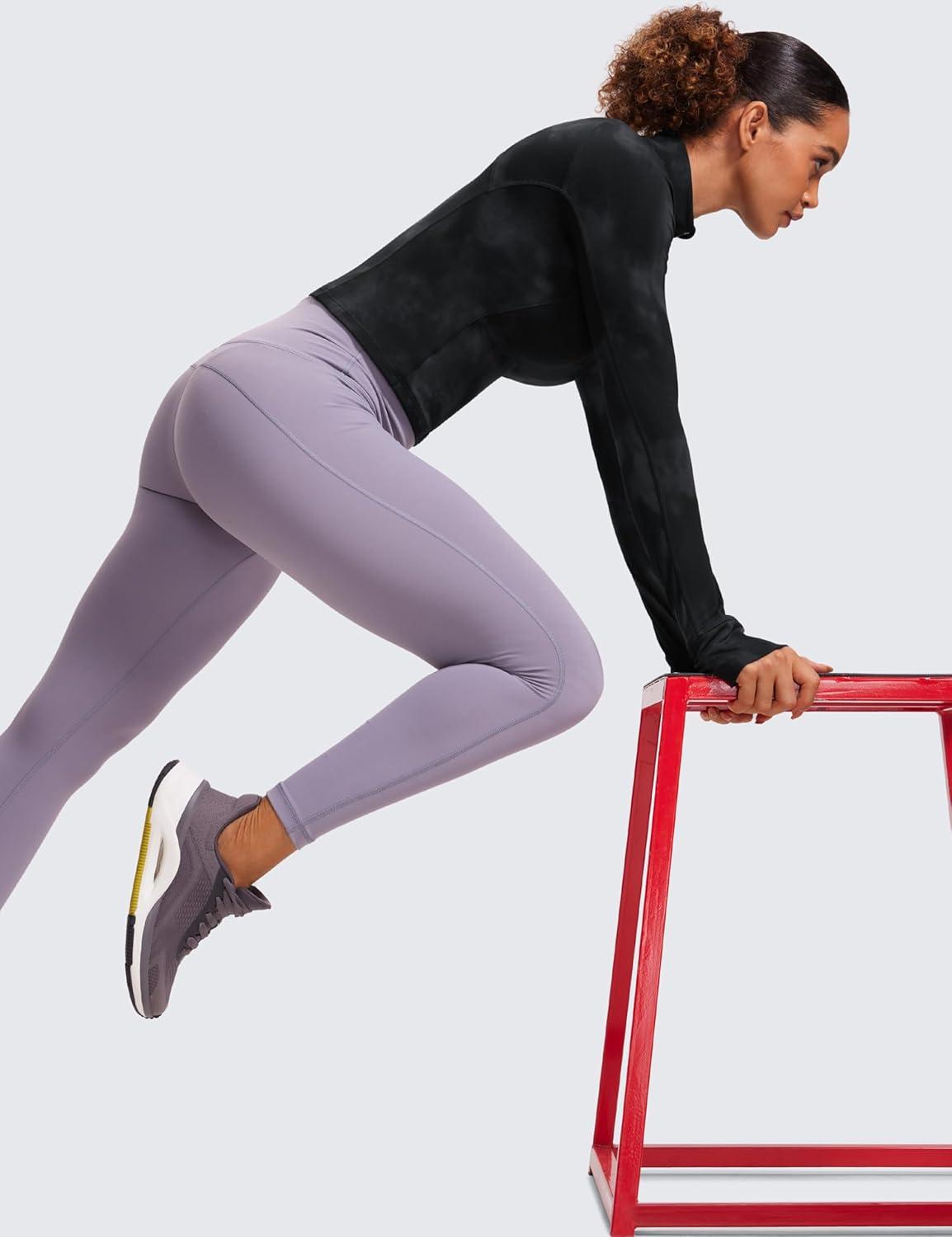 imageCRZ YOGA Butterluxe Half Zip Long Sleeve Shirts for Women Workout Athletic Yoga Tops Crop Collared Quarter Zipper TShirtBlack Tie Dye Flowers