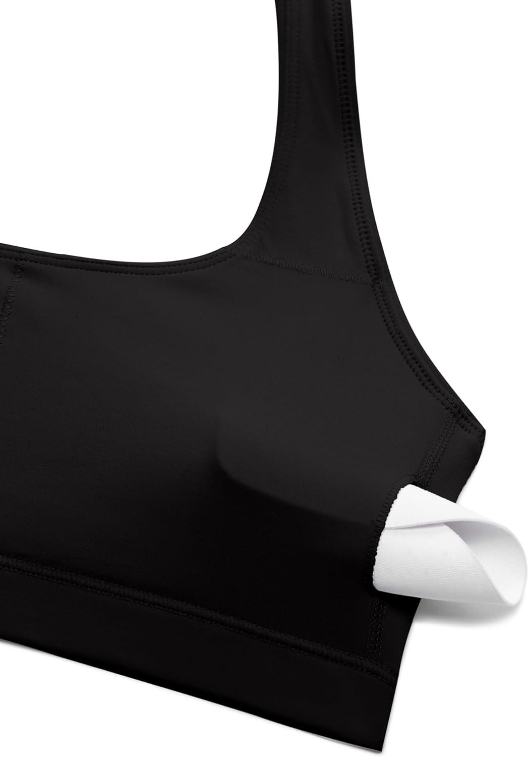 imageCRZ YOGA Butterluxe Halter Sports Bras for Women Scoop Neck Padded Open Back Yoga Crop Gym Tops Low ImpactBlack