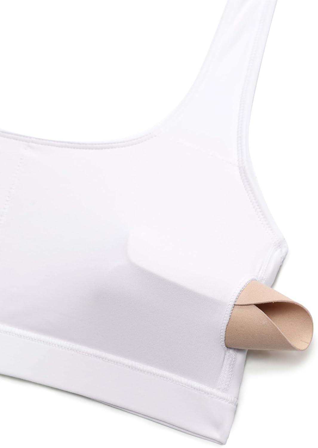 imageCRZ YOGA Butterluxe Halter Sports Bras for Women Scoop Neck Padded Open Back Yoga Crop Gym Tops Low ImpactWhite