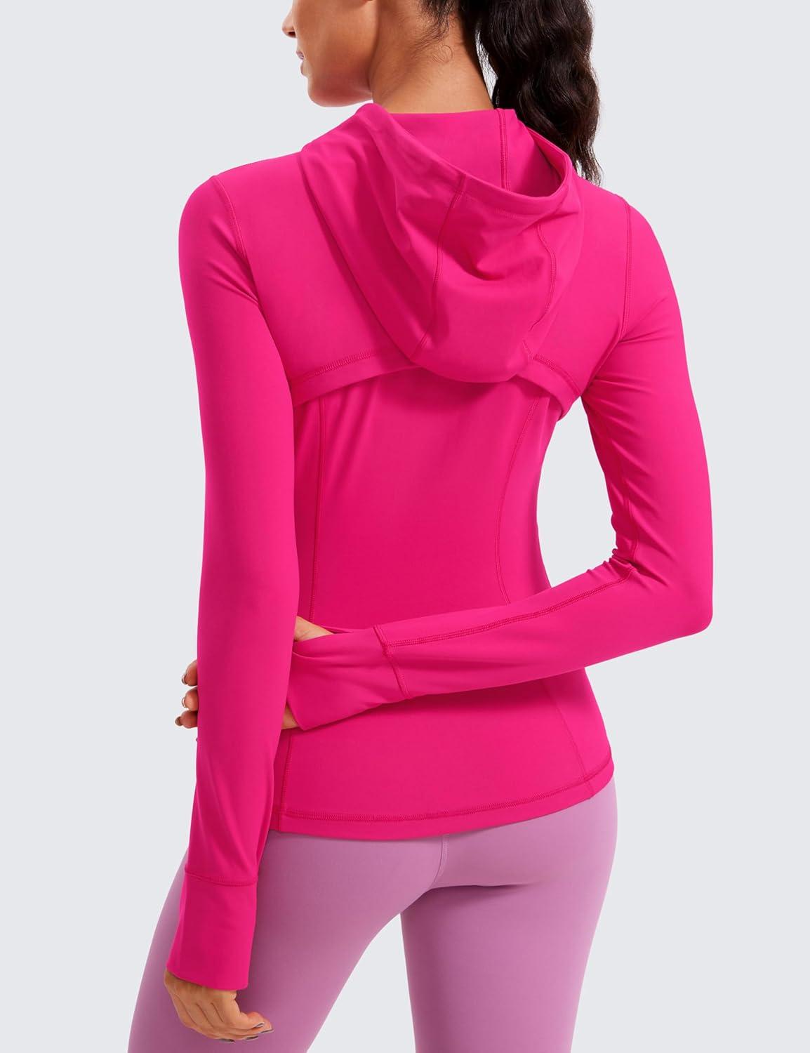 imageCRZ YOGA Butterluxe Hooded Athletic Jackets for Women Full Zip Track Casual Tops with Thumb Holes PocketsGranita Pink