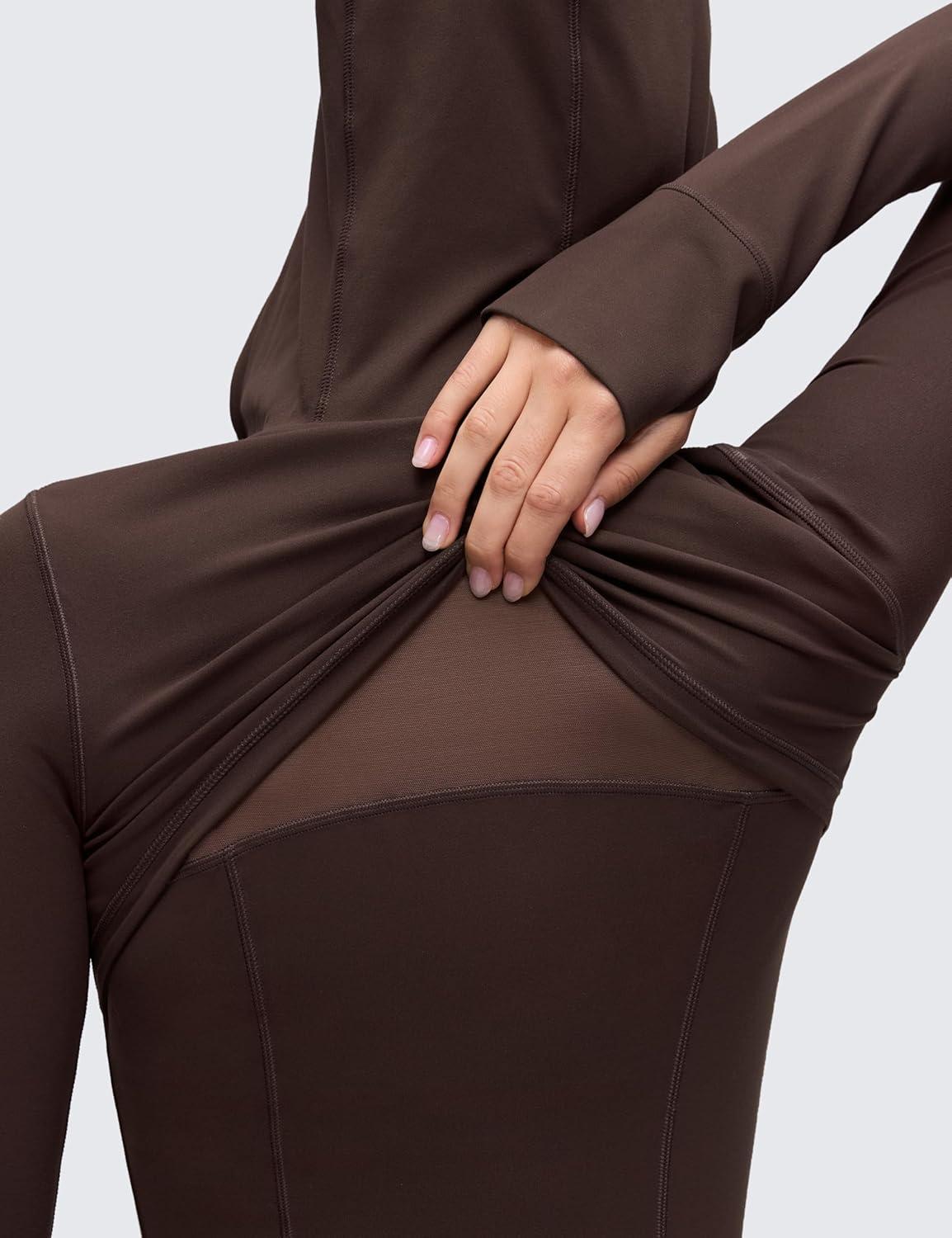 imageCRZ YOGA Butterluxe Hooded Athletic Jackets for Women Full Zip Track Casual Tops with Thumb Holes PocketsHot Fudge Brown