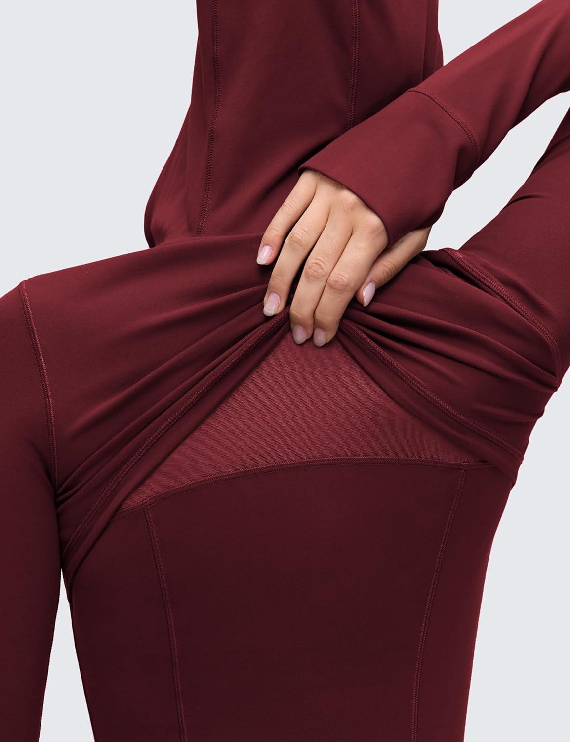 imageCRZ YOGA Butterluxe Hooded Athletic Jackets for Women Full Zip Track Casual Tops with Thumb Holes PocketsRed Merlot