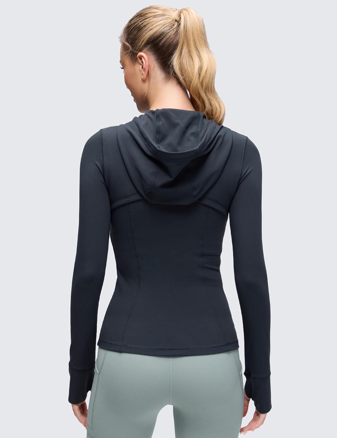 imageCRZ YOGA Butterluxe Hooded Athletic Jackets for Women Full Zip Track Casual Tops with Thumb Holes PocketsTrue Navy