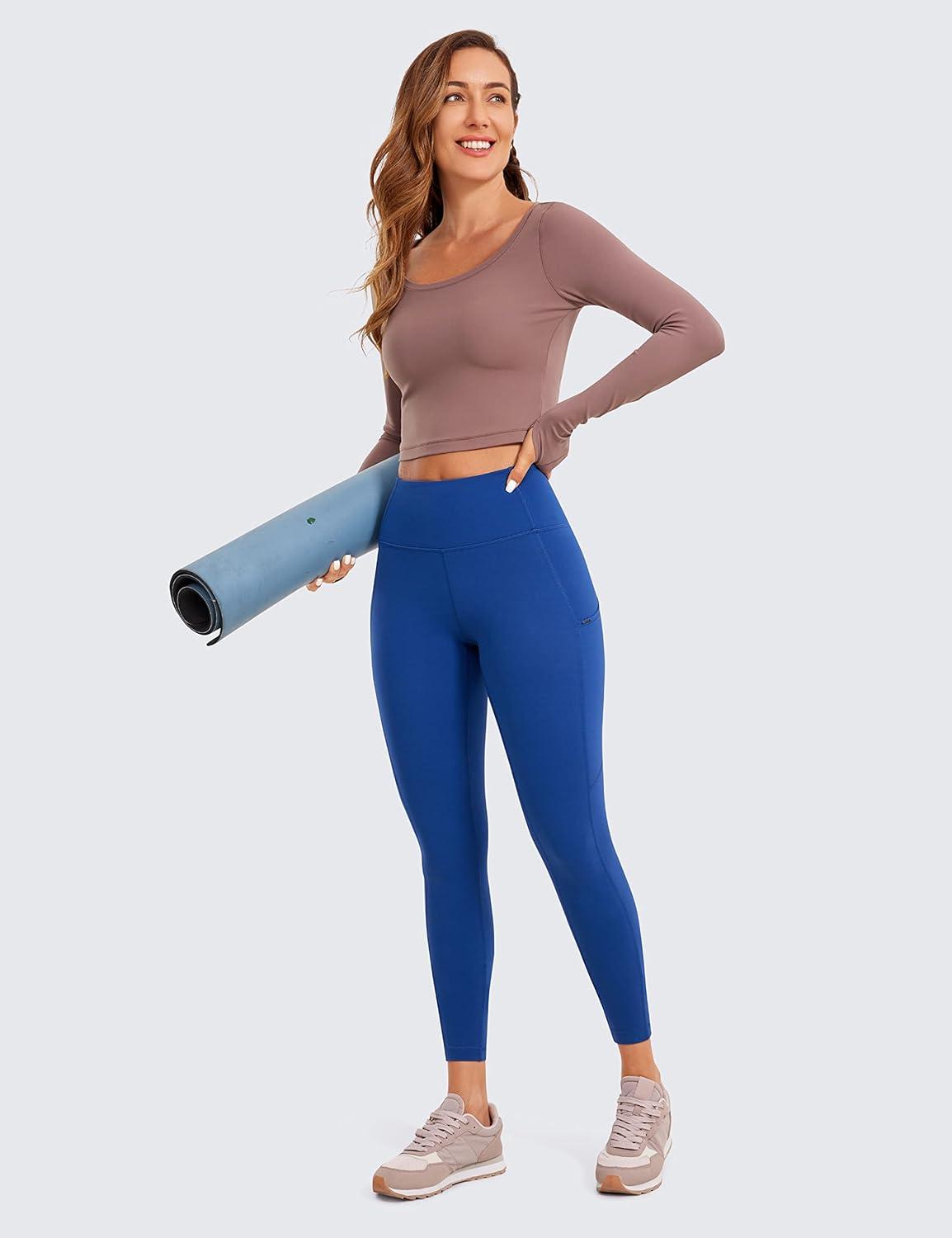 imageCRZ YOGA Butterluxe Long Sleeve Crop Tops for Women Slim Fit Workout Shirts Cropped Athletic Gym TShirtsMauve